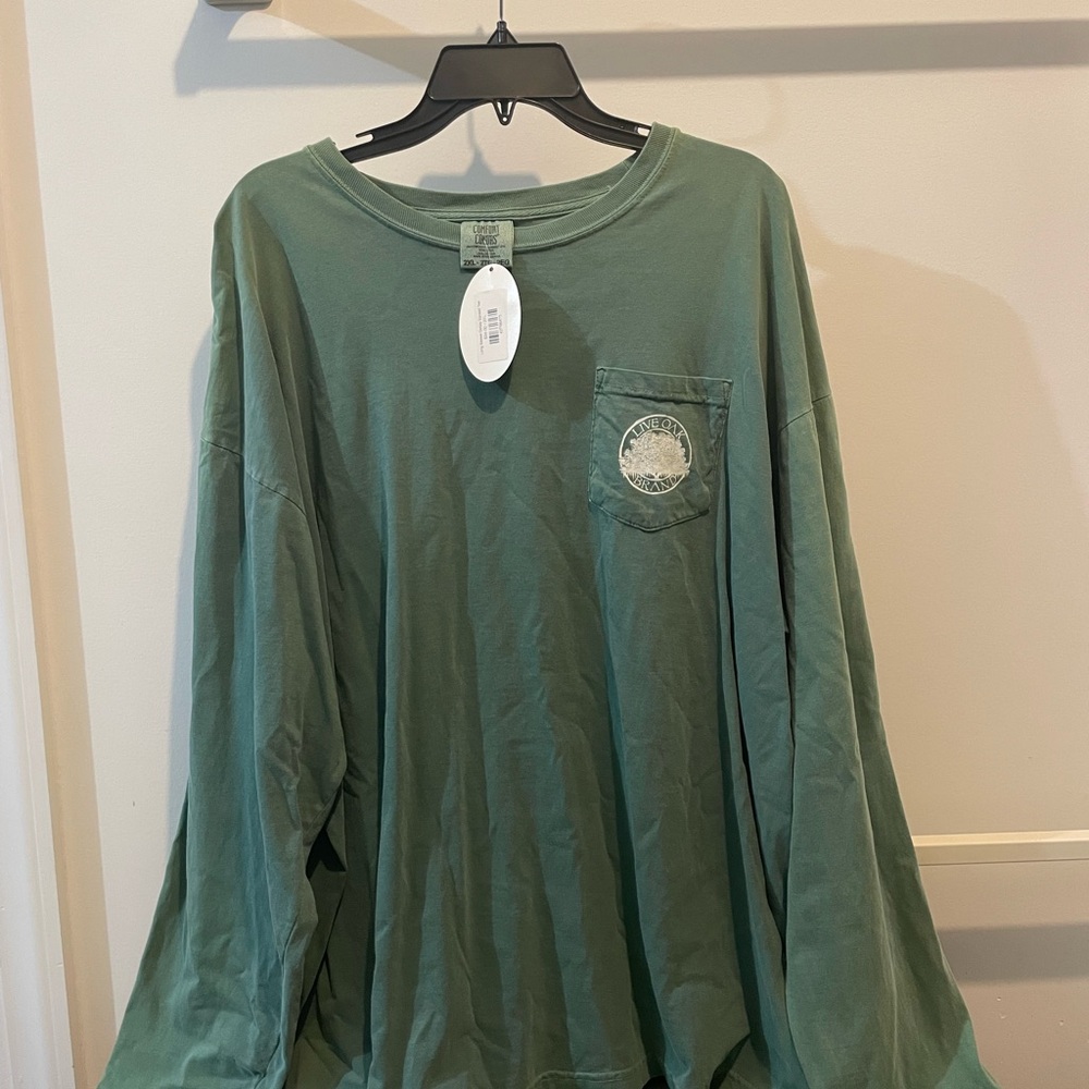 Green Long Sleeve Men's Tee Live Oak Comfort Colors